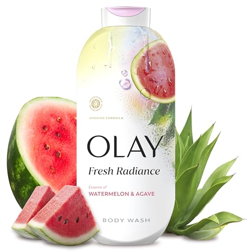Olay Body Wash for Women Fresh Radiance 24/7 Skin-Loving Freshness Visibly Radiant Plant Based Cleansers Vitamin B3 & Antioxidant Blend For All Skin Types Watermelon & Agave Scent 22 fl oz