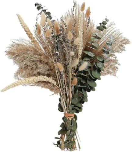 79 Pcs Artificial Pampas Grass Boho Decorative Dried Flowers Bouquet Natural DIY Fluffy Pampas Grass for Flower Arrangement Wedding Home Table Living Room Vase Fillers Autumn Decor No Pollen Allergy
