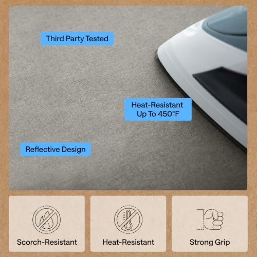 Image of Gorilla Grip Premium Ironing Pad, Magnetic Laundry Pad, 28 x 24 Inch, Heat and Scorch Resistant, Iron Board Mat for Table Top, Washer, Dryer, Durable Pads Great for Travel, Silver