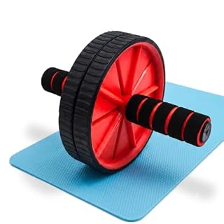 Instafit AB Roller Wheel for Men and Women for Abdominal Exercise Core Workouts with Knee Mat (Multicolor) (Red)