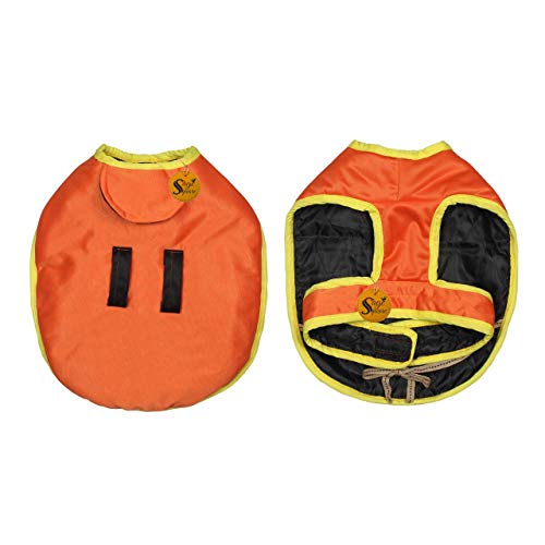 Image of Sage Square Dog Coat, Ultra Warm Windproof Winter, Thicker Fleece Jacket for Cold Weather. (Large - 26 Inches, Orange Plain)
