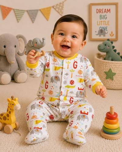 Image of EIO 100% Cotton Rompers Sleepsuits Jumpsuit Night Suits for Infants Newborn Baby Boys & Girls