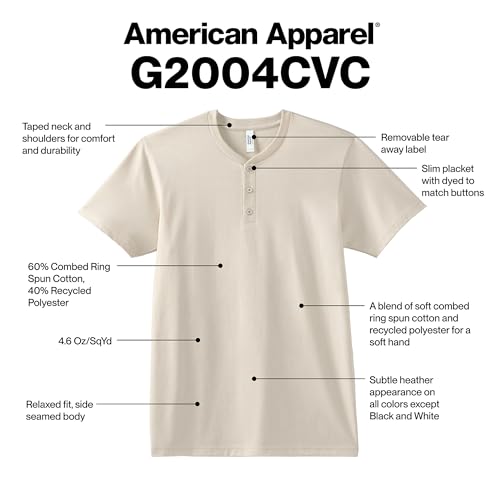 American Apparel Unisex-Adult CVC Henley T-Shirt, Style G2004cvc, 2-Pack2