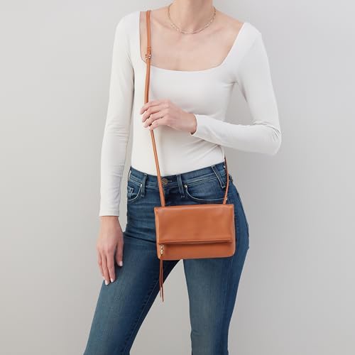 Image of HOBO Grant Leather Small Foldover Crossbody Bag with Crossbody & Shoulder Strap, Zip Pocket, Card Compartment