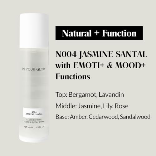 Image of In Your Glow Fabric & Room Mist Spray- Long-Lasting Clean Scent, Unisex Luxury Fragrance & Odor Eliminator, 100ml- N004 JASMIN SANTAL