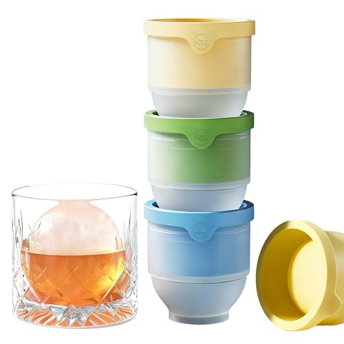 Eiswürfelform Groß mit Deckel - XXL Eiskugelformer BPA-Freie Eiswürfelform für Kugeln & Runde Eiswürfel (6cm) Ice Cube Tray mit Deckel Ideal für Whisky Cocktails und Getränke (4pack)