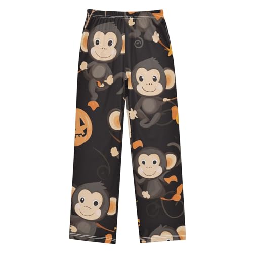 Monkey Pumpkin Boys Long Pants Soft Trousers Elastic Waist Kids Lounge Bottoms with Pockets S-XL