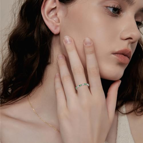 925 Sterling Silver Stackable Birthstone Ring for Women Eternity Baguette Gemstone Ring for Her Size 5-102