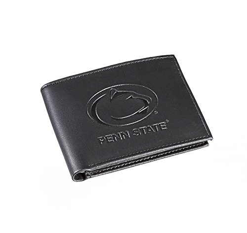 Team Sports America NCAA Pennsylvania State Nittany Lions Black Wallet | Bi-Fold | Officially Licensed Stamped Logo | Made of Leather | Money and Card Organizer | Gift Box Included
