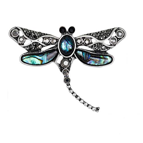 Natural Abalone Shell Brooches Butterfly Rhinestone Dragonfly Insect Brooch Pin For Girl Women (2) #TOP7