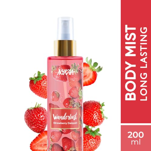 Image of Nykaa Wanderlust Strawberry Daiquiri Fragrance Mist, Fruity Perfume with Strawberry and Violet, Body and Hair Spray, 200ml