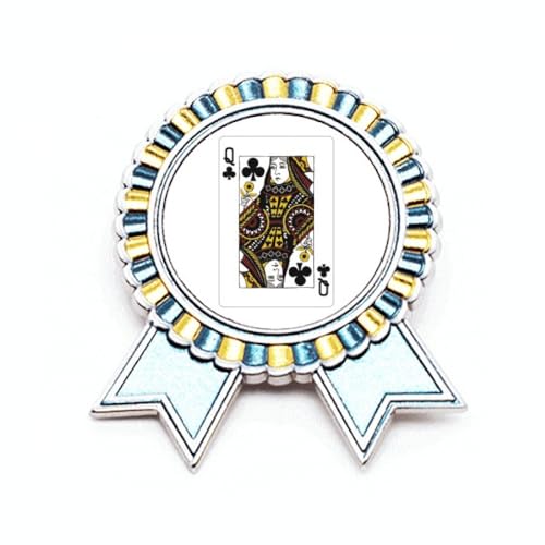 Broche Club Q en métal de qualité taille M ornée d'un motif cartes à jouer raffiné