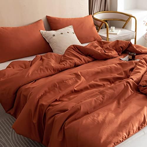 ROSGONIA Terracotta Comforter Set - 3pcs (1 Comforter & 2 Pillowcases) Rust Queen Comforter Set for Women and Men- Reversible Soft Warm Lightweight Microfiber Comforter for All Season