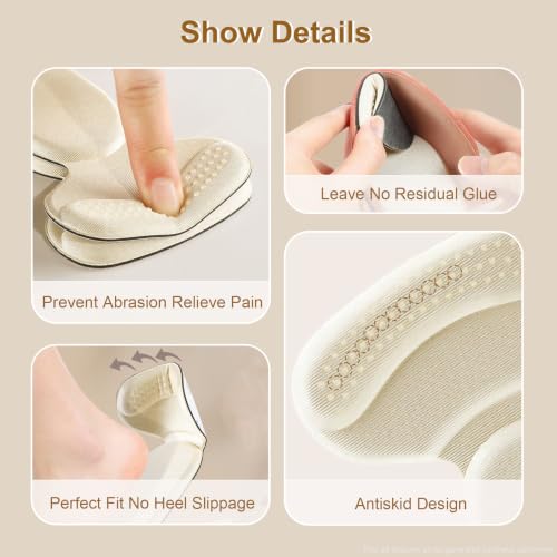 Image of Heel Pads for Loose Shoes, 2026 new Anti-Slip Heel Grips, Pain Relief Blister Heel Protector, Soft Cushion Inserts for Men Women (10Pairs-Beige)