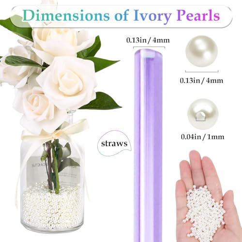 anezus Pearl Beads for Craft, 2000pcs Ivory Faux Fake Pearls, 4 MM Small Sew on Pearl Beads with Holes for Jewelry Making, Bracelets, Necklaces, Hairs, Crafts, Decoration and Vase Filler
