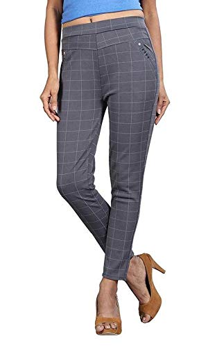 Cotton Lycra Chex Printed Jeggings 