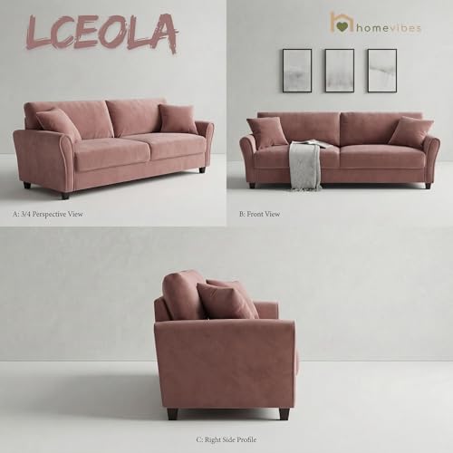 Image of 3 Seater lceola Premium Fabric Sofa |Stylish and Comfortable Living Room Furniture| Heavy Quality Sofa and Builtin| Throne of Comfort (Blush Pink, 3 Seater)