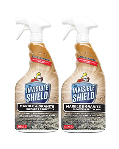 Invisible Shield Marble & Granite Cleaner & Protectant with Hydrogen Peroxide – 32 fl. oz. by UNELKO- Clean-X 2 pack
