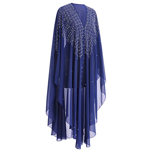Image of OBEEII Muslim Dress for Women Loose Batwing Sleeved Hooded Beaded Embroidery Long Abaya Dress Kaftan Abayas Islamic Robe