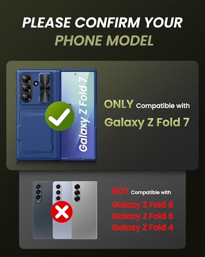 Image of for Samsung Galaxy Z Fold 7 Case Wallet, Built-in & Camera Cover & Card Holder & Hinge Protection & Screen Protector, Rugged Full Body Protective Phone Case for Galaxy Z Fold 7 2025, Blue