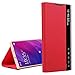 Oihxse Coque Compatible pour Samsung Galaxy S10 Lite Cover Clear View Flip Translucide Standing 360°Protection Ultra Mince Cuir PU Etui Anti-Rayures Antichoc Housse Bumper (Rouge)