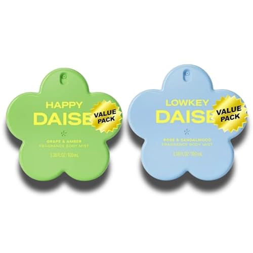 DAISE Fragrance Body Mist Set (2-Pack) – Happy Daise (Grape & Amber) + Lowkey Daise (Rose & Sandalwood) – Long-Lasting Floral Perfume Spray for Women – 100ml Each Value Pack