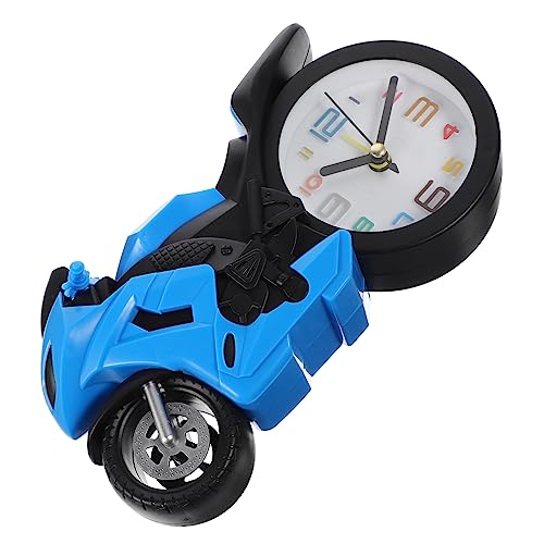 FUNOMOCYA Motorcycle Figurine Clock Creative Motorbike Shape Plastic Desk Decor for Present