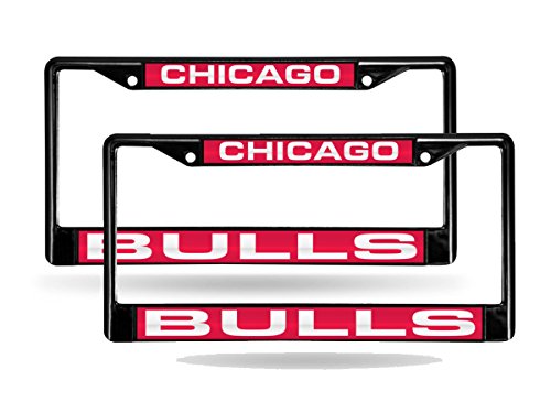 Chicago Bulls NBA Black Metal Laser Cut License Plate Frame (Set of 2 Frames)