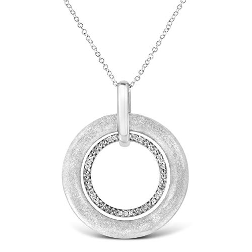 Haus of Brilliance .925 Sterling Silver Prong-Set Diamond Accent Satin Finished Double Circle 18" Pendant Necklace (I-J Color, I1-I2 Clarity)