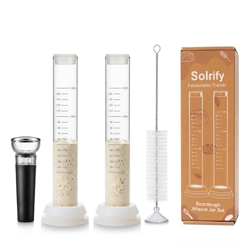 Image of Sourdough Aliquot Jar Set, Glass Fermentation Tracker Tube with 0-150% Scale, Precision Sourdough Starter Kit for Dough Rise, Bread Proofing, Home Baking Supplies (2 Pack)