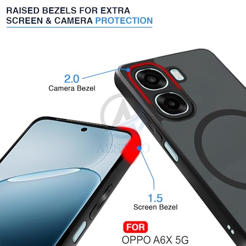 Image of AESTMO Oppo A6S 5G / Oppo K14X 5G / Oppo A6X 5G Back Cover | 360 Protection | Matte Frosted Hard Back Translucent | Compatible with MagSafe Accessories (MagSafe Matte Hard Black Bumber)