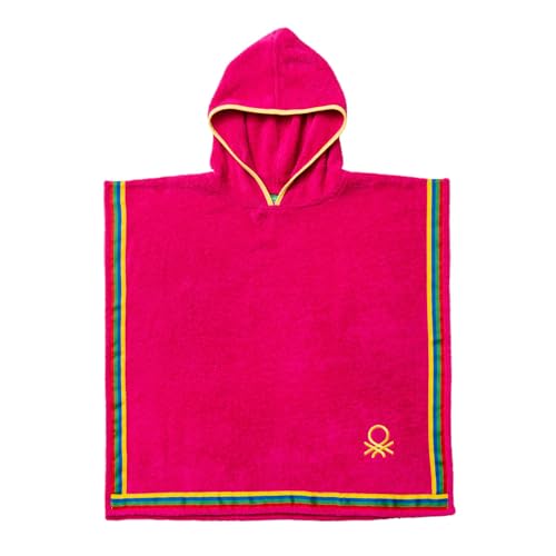 United Colors of Benetton Albornoz Niños de Algodón Rosa Accappatoio Poncho 65x65cm da 380GSM 100% Cotone, 4-10 Anni Unisex-Bambini e Ragazzi