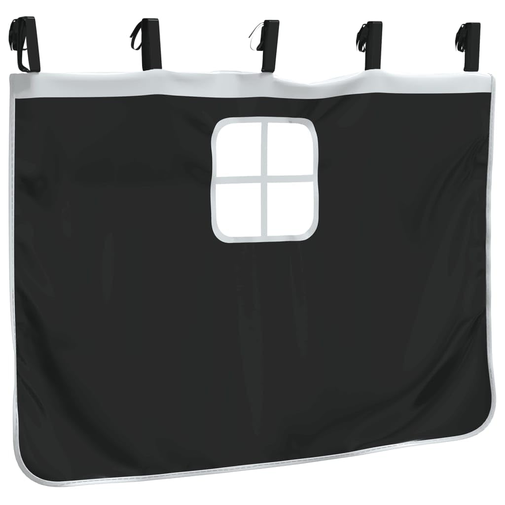 Kinder Hochbett Vorhang Set mit Turm, Spielzelt Aufsatz für Hochbetten, Versteck Spielhöhle für Kinderzimmer, Schwarz Weiß, Polyester Spielhaus Zubehör