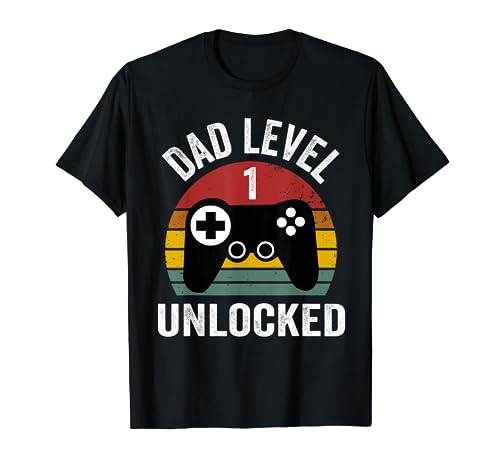Funny New Dad Shirt Dad Level 1 Unlocked for 1 kid Gaming T-Shirt