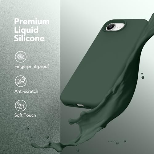 Image of Magnetic for iPhone 17e /iPhone 16e Case, Compatible with MagSafe, [Soft Anti-Scratch Microfiber Lining] Slim Silicone Shockproof Protective Phone Case for iPhone 17e /16e 6.1 inch, Alpine Green