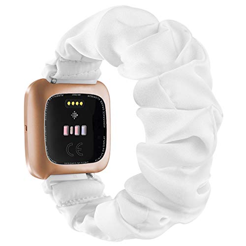 Scrunchie Bands Compatible for Fitbit Versa 2 / Fitbit Versa/Versa Lite/Versa SE, Soft Cloth Elastic Pattern Printed Fabric Strap Replacement Bracelet for Fitbit Versa Smart Watch