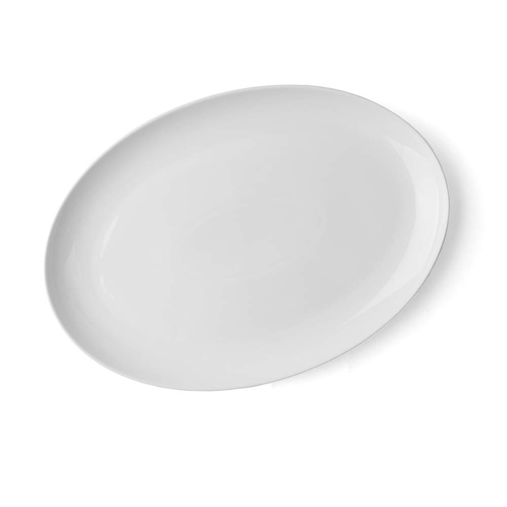 Holst Porzellan OS 035 Pack 2 - Plato para espárragos (porcelana, ovalado, 35 x 25 cm, borde alto, para dos personas), color blanco