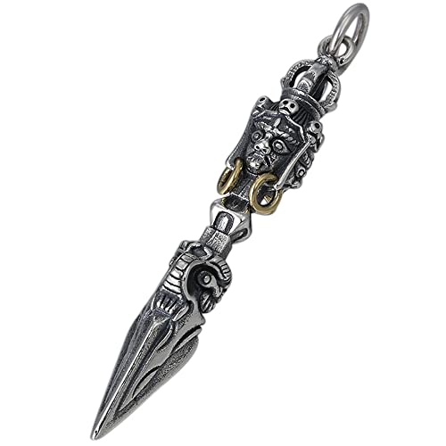 BDDCYWY 925 Silver Jewelry Pendant, Thai Silver Men's Amulet Pendant, Men's and Women's Vajra Vintage Necklace Sweater Chain Pendant (Without Chain) (S925 Silver 51 * 9mm)