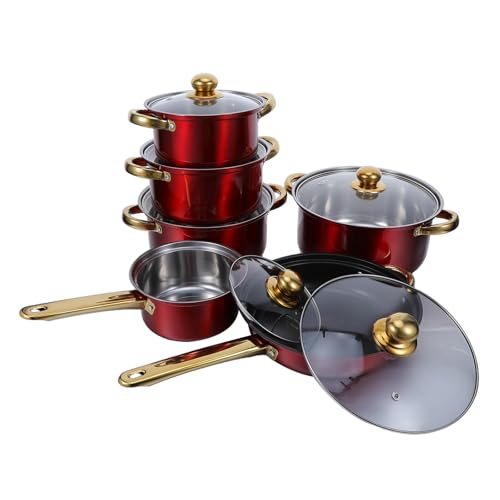 HOMOCONO Juego de 6 Ollas de Acero Inoxidable para Cocina con Resistencia al Calor y Aptas para Inducción, Ideales para Uso Doméstico y Comercial Cocina