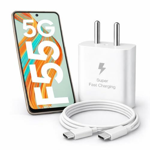 Image of 25W Charger for Samsung Galaxy F55 with Type-C to C Cable | Super Fast Charging PD Adapter for Galaxy S26 /S25 Ultra, S24 FE, M17e /A36 /A16, M15 /M17 /M55 5G, F17 /F70e /Z Fold & S /A /M /F /Z Series Phones