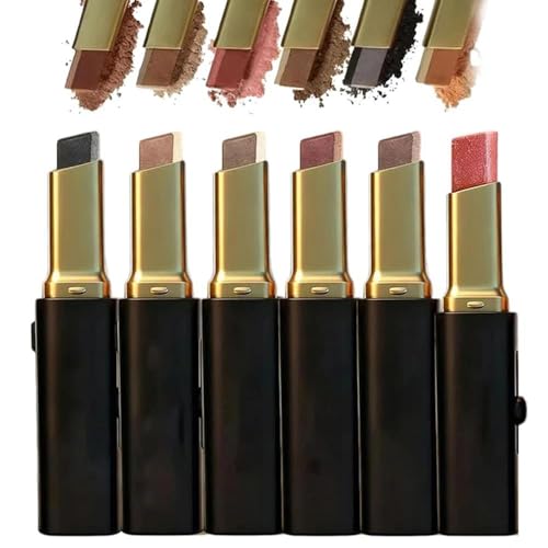 Barra De Sombra De Ojos Mate De Dos Colores: Acabado Mate Y Con Purpurina. LáPiz De Maquillaje Para Ojos Resistente Al Agua Y De Larga DuracióN, Ideal Para Un Uso Diario Sin Esfuerzo.(6pcs)
