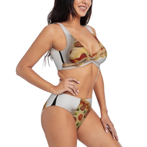 Maillot de bain deux pièces push-up triangle réglable rouge - 2