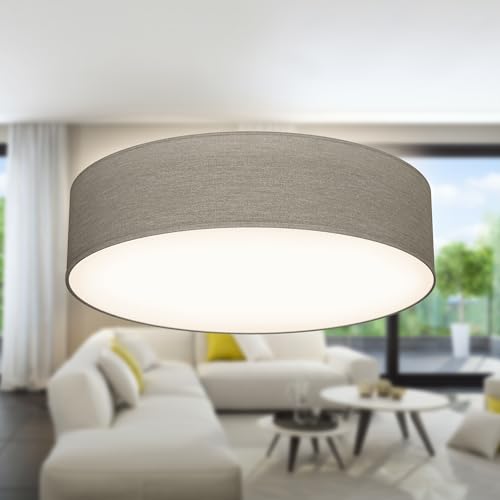 B.K.Licht - Plafonnier avec abat-jour en tissu, douille E27, max. 40 watts, lustre, lustre salon, lustre chambre, luminaire plafonnier, lustre cuisine, plafonnier salon,...