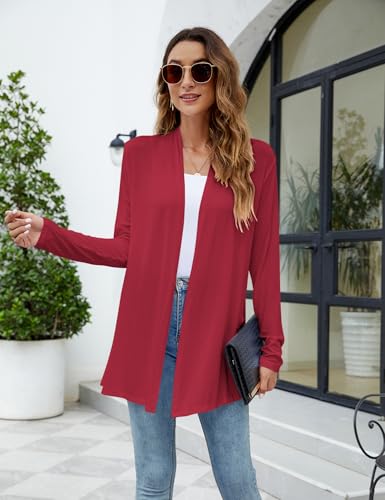 Image of Newchoice Womens Casual Lightweight Long Sleeve Cardigan Soft Drape Open Front Fall Dusters (S-3XL)