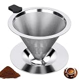 Wiederverwendbarer Kaffeefilter aus 304 Edelstahl, 800 Mesh Doppelfilter – Handfilter mit Haltegriff, Tragbar für Zuhause, Büro & Reisen