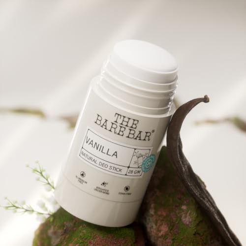 Image of The Bare Bar Vanilla Natural Deodorant Stick 28g | Up to 24-Hour Odour Control | Long-Lasting Freshness | Aluminium-Free, Baking Soda-Free | No White Marks, No Staining | For Men & Women
