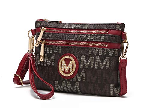 Bolsa tiracolo MKF 2 em 1 para mulheres, bolsa carteiro feminina de couro sintético pequena - alça ajustável
