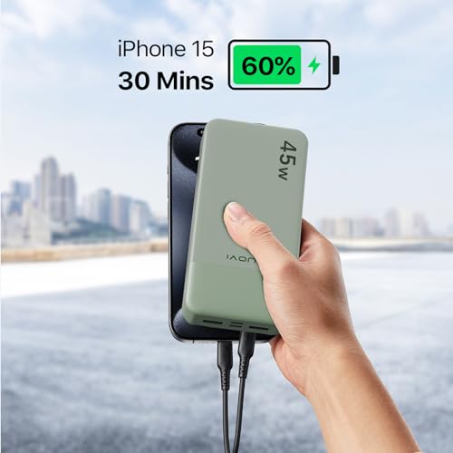 JUOVI J2621 Power Bank Fast Charging 20000mAh 45W, Battery Pack Portable Charger PD 3.0 QC 4.0, With LED Display, 2 USB-C, 2 USB-A for iPhone 16 15 14 13, Tablet Galaxy iPad Samsung S24 S23 - Image 4