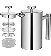 Leccur French Press Koffiemaker - Cafetière Dubbelwandig - RVS 1 liter