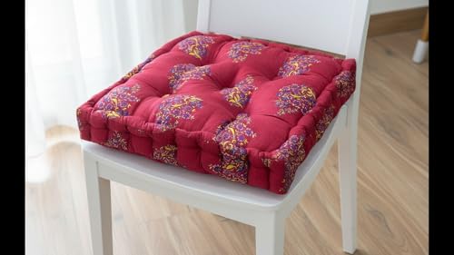 Image of Amazon Brand - Umi Chair Cushion Comfortable Thick Tufted Seat Cushion Cushion for Meditation,Floor Cushion for Sitting in Living Room,Indoor Pads Seat Set of 1,16X16(Inches) (Maroon)